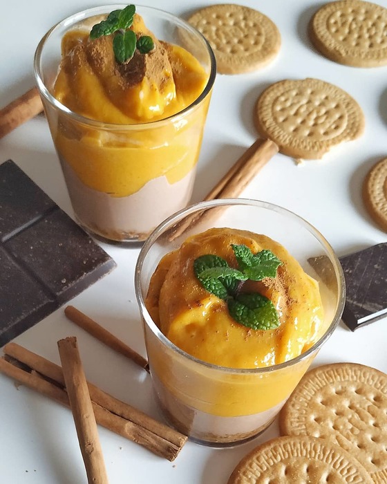 Trifle de mango y chocolate